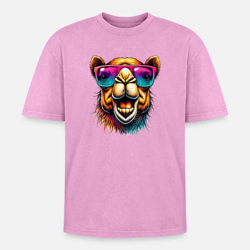 Kamel - Oversized Unisex Premium Acid-Washed T-Shirt - Pink Acid Wash