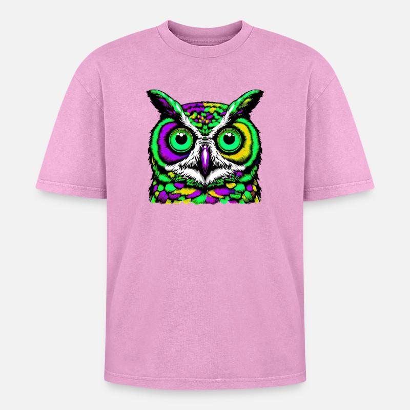 Eule - Oversized Unisex Premium Acid-Washed T-Shirt - Pink Acid Wash