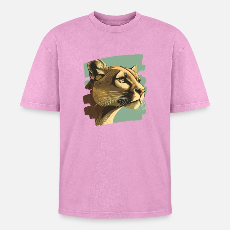 Lion from mountain Retro - Oversized Unisex Premium Acid-Washed T-Shirt - acid washed pink