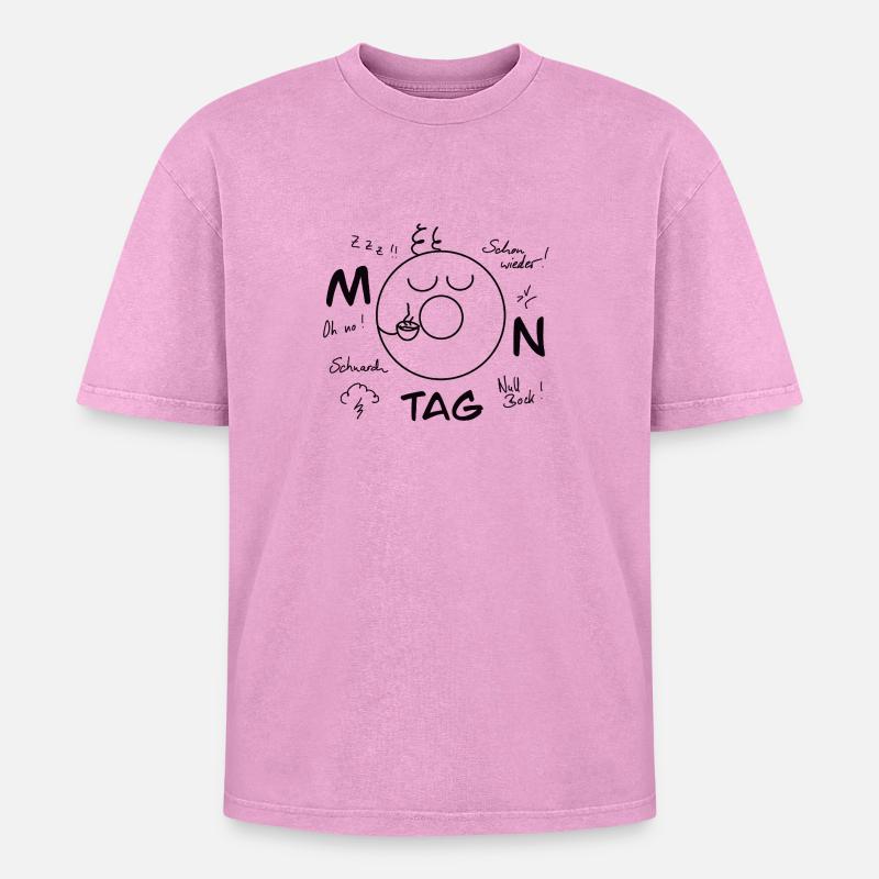 Monday Blues - Oversized Unisex Premium Acid-Washed T-Shirt - acid washed pink