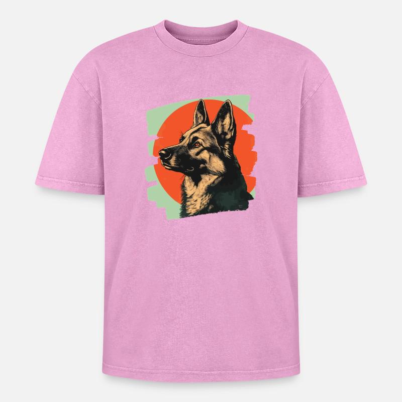 Schäferhund - Oversized Unisex Premium Acid-Washed T-Shirt - Pink Acid Wash