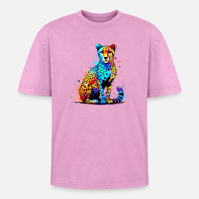 Gepard - Oversized Unisex Premium Acid-Washed T-Shirt - Pink Acid Wash