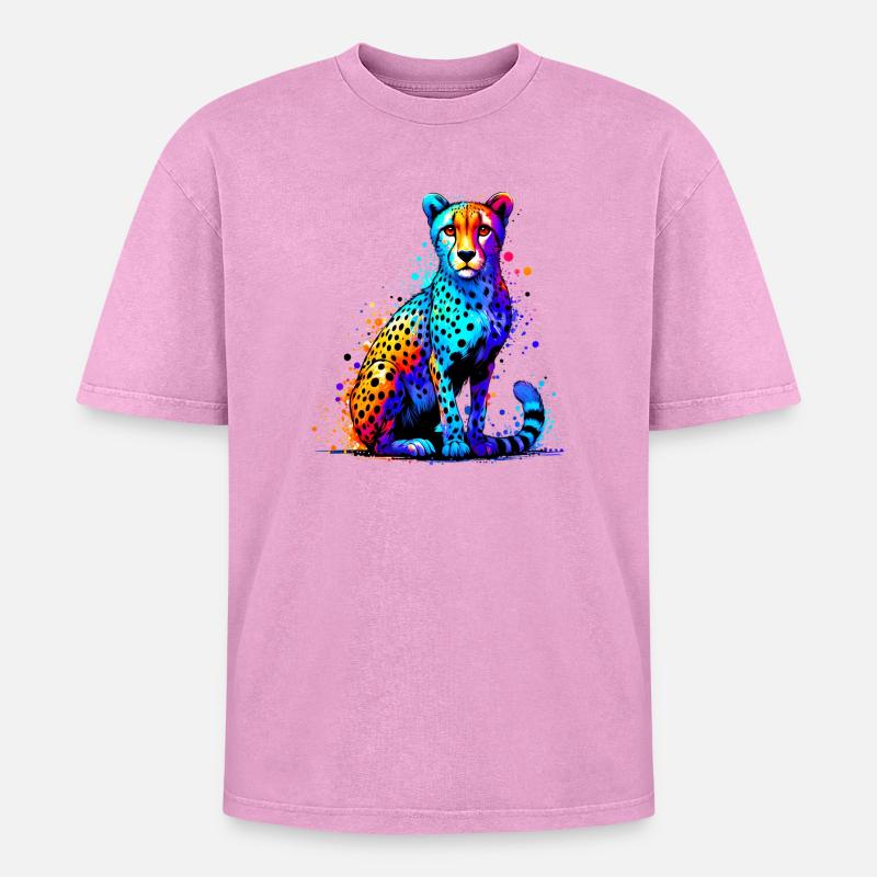 Gepard - Oversized Unisex Premium Acid-Washed T-Shirt - Pink Acid Wash