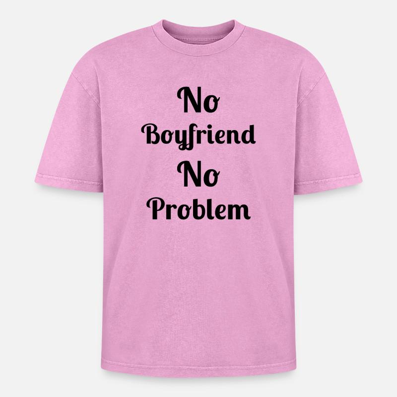Kein Freund, kein Problem - Oversized Unisex Premium Acid-Washed T-Shirt - Pink Acid Wash