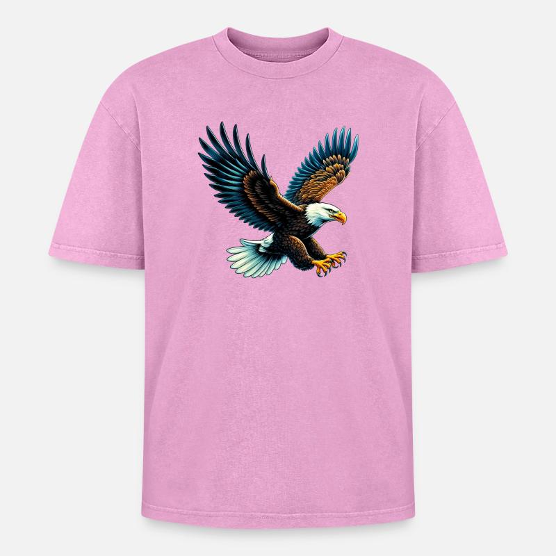 Eagle - Oversized Unisex Premium Acid-Washed T-Shirt - acid washed pink