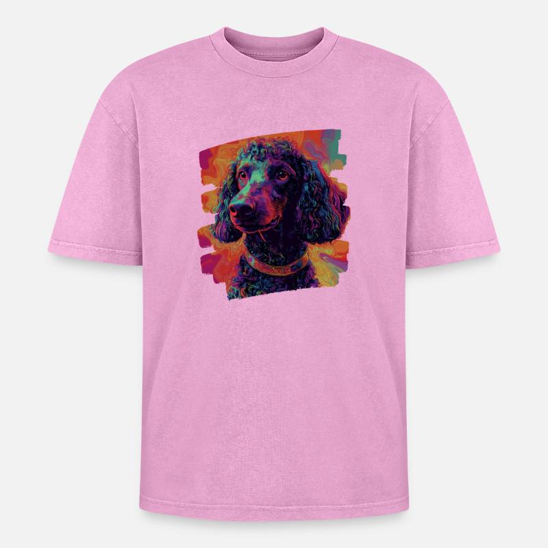 Poodle - Oversized Unisex Premium Acid-Washed T-Shirt - acid washed pink