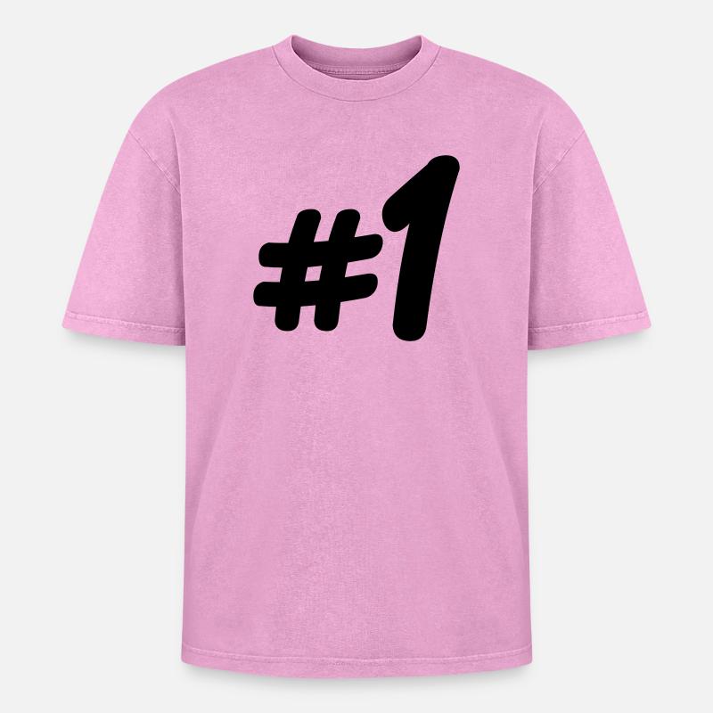Number 1 # - Oversized Unisex Premium Acid-Washed T-Shirt - acid washed pink