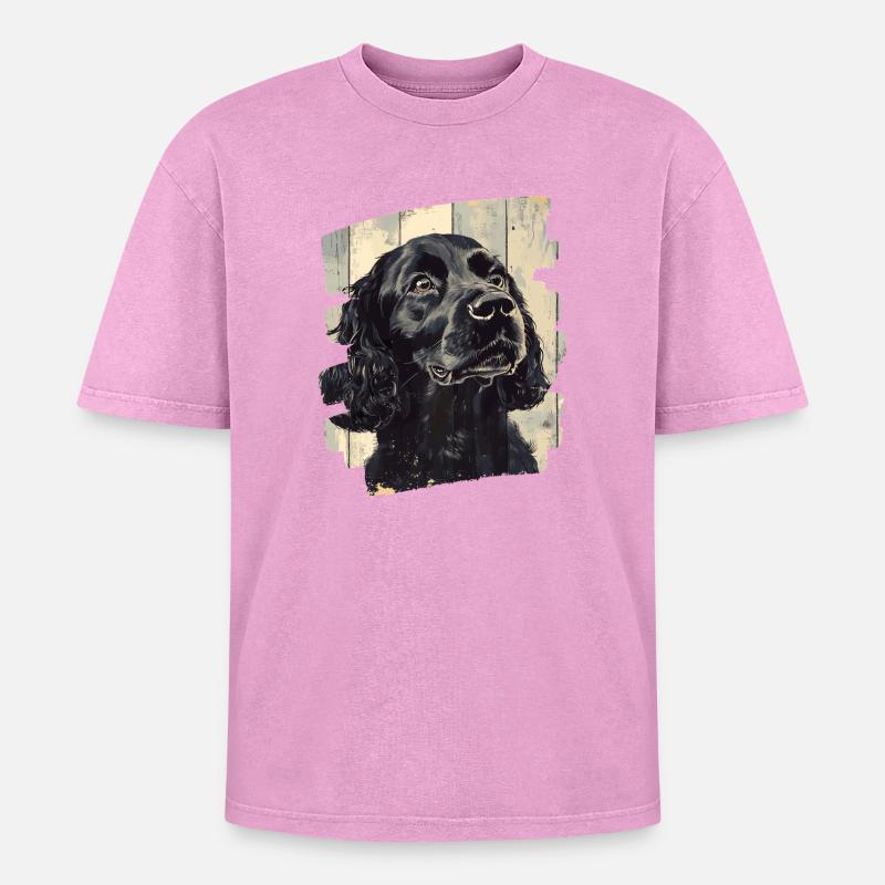 Cocker Spaniel - T-shirt Premium unisexe oversize acid-washed - rose délavé acide