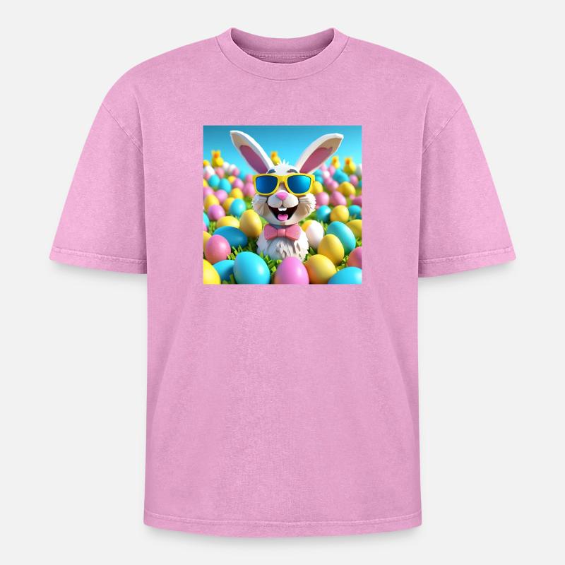 Easter, Happy Easter, Easter - Oversized Unisex Premium Acid-Washed T-Shirt - acid washed pink