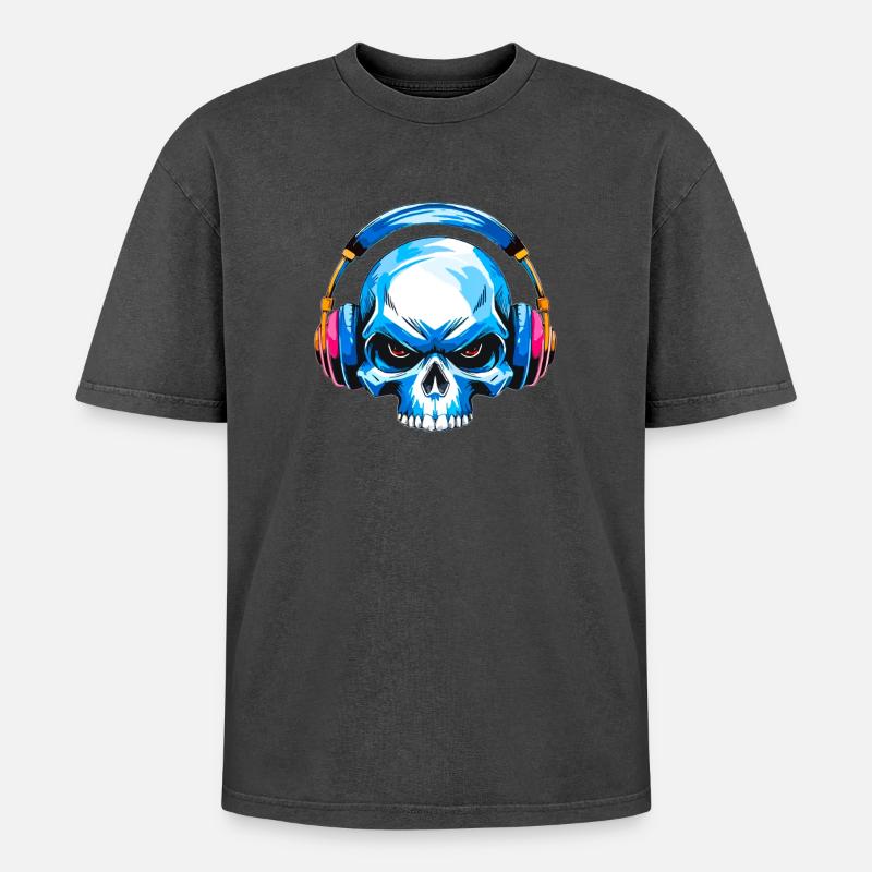 Skull mit kopfhörer - Oversized Unisex Premium Acid-Washed T-Shirt - undefined