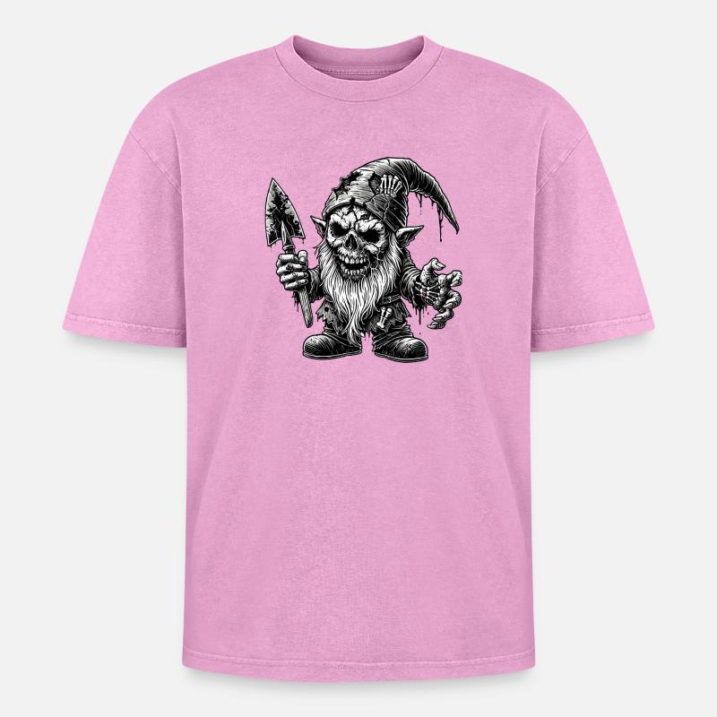 Zombie Dwarf from Hell - Oversized Unisex Premium Acid-Washed T-Shirt - acid washed pink
