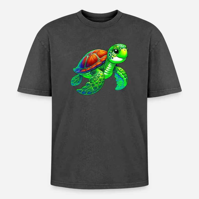 Turtle - Oversized Unisex Premium Acid-Washed T-Shirt - undefined