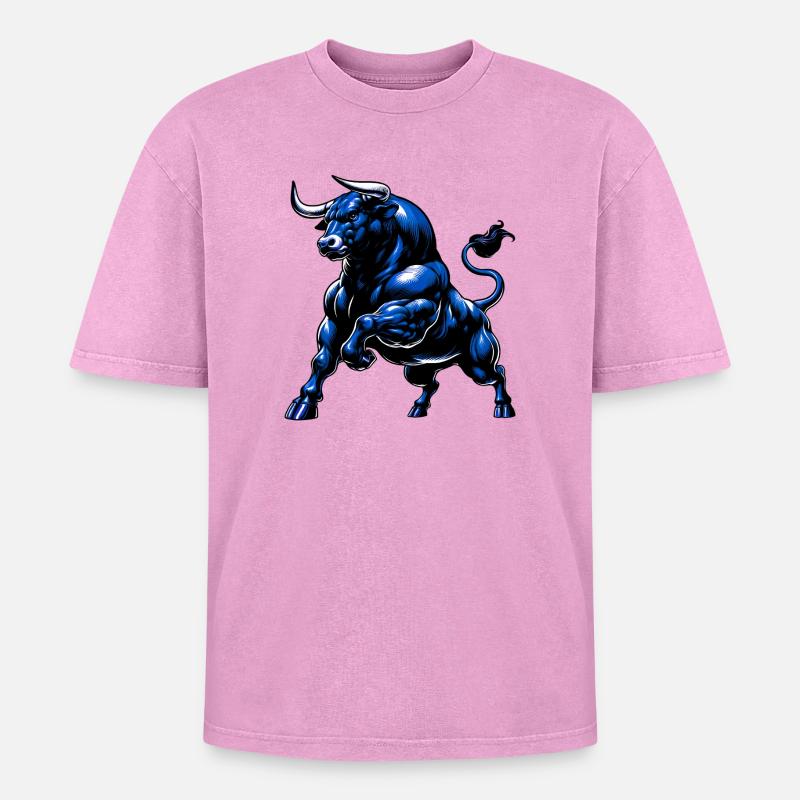 Stier - Oversized Unisex Premium Acid-Washed T-Shirt - Pink Acid Wash