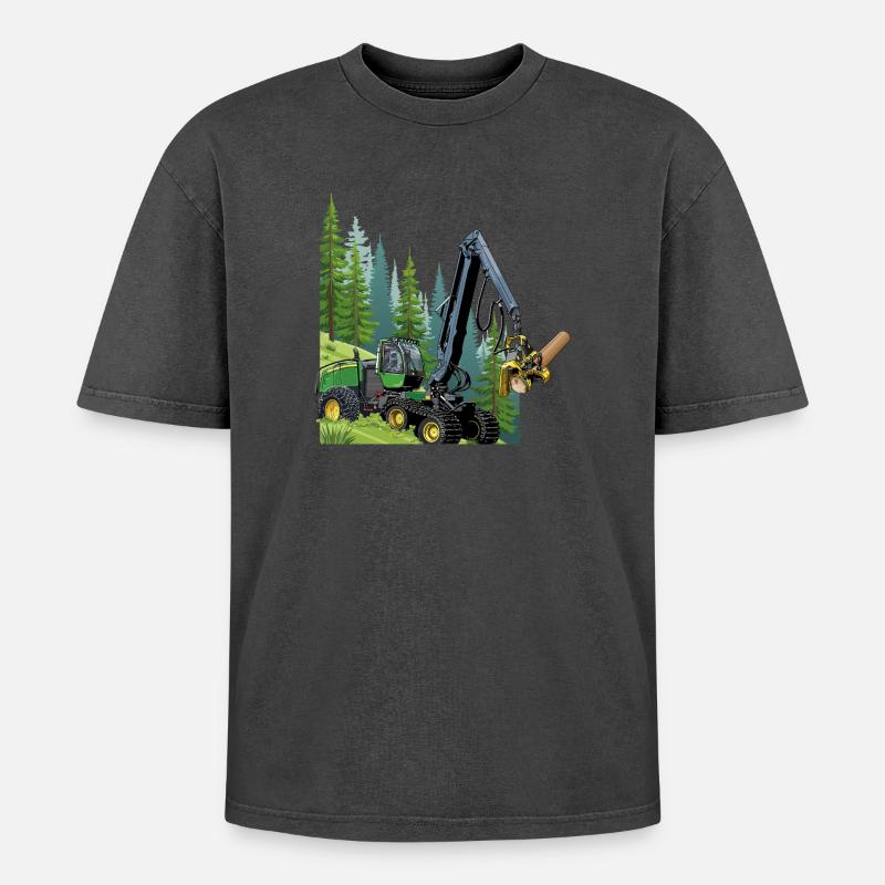 Récolteuse, moissonneuse en forêt - T-shirt Premium unisexe oversize acid-washed - undefined