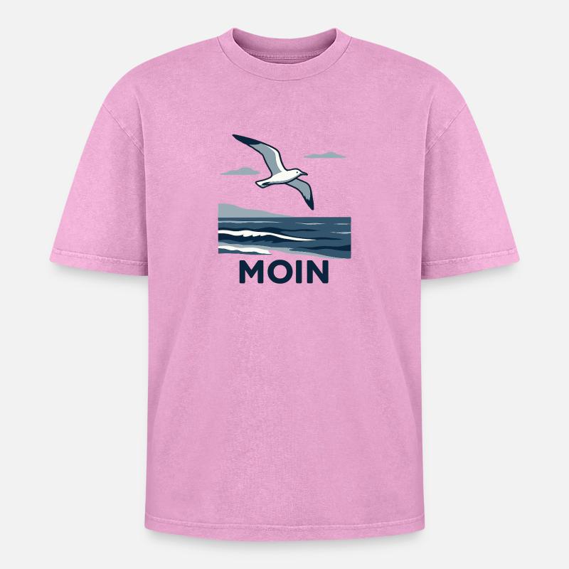 Moin Möwe - Oversized Unisex Premium Acid-Washed T-Shirt - Pink Acid Wash