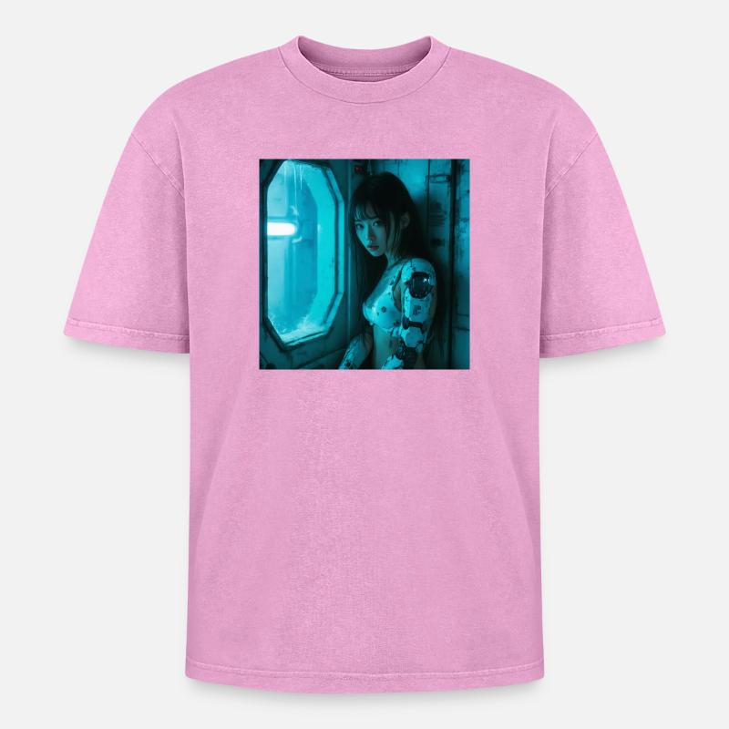 N-dless Nights: Deep in space - Oversized Unisex Premium Acid-Washed T-Shirt - acid washed pink