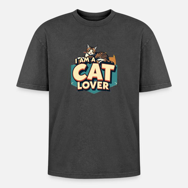 Ich bin ein Katzenliebhaber - Oversized Unisex Premium Acid-Washed T-Shirt - undefined