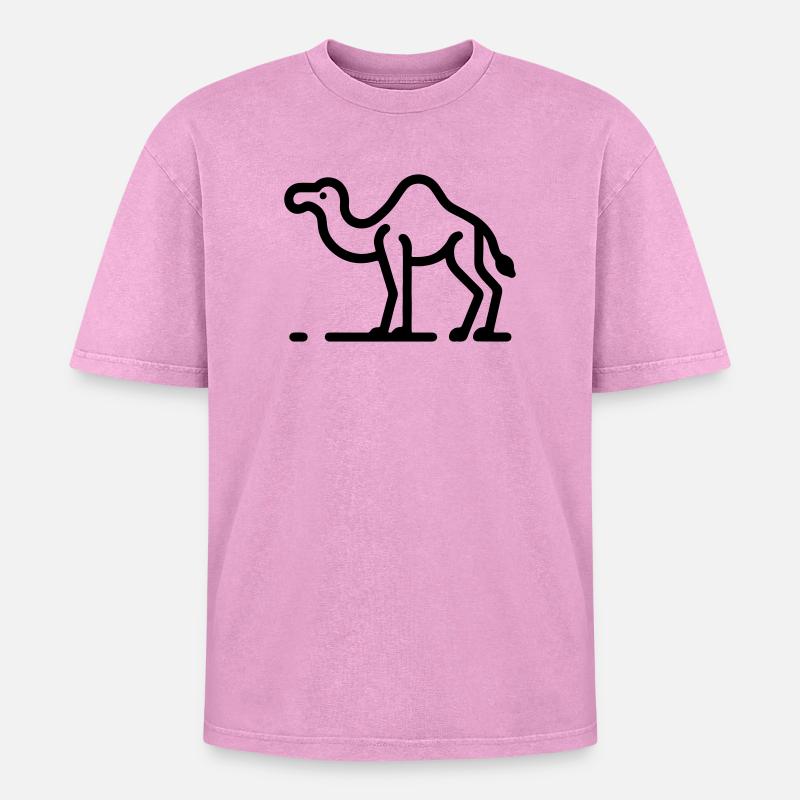 Kamel - Oversized Unisex Premium Acid-Washed T-Shirt - Pink Acid Wash