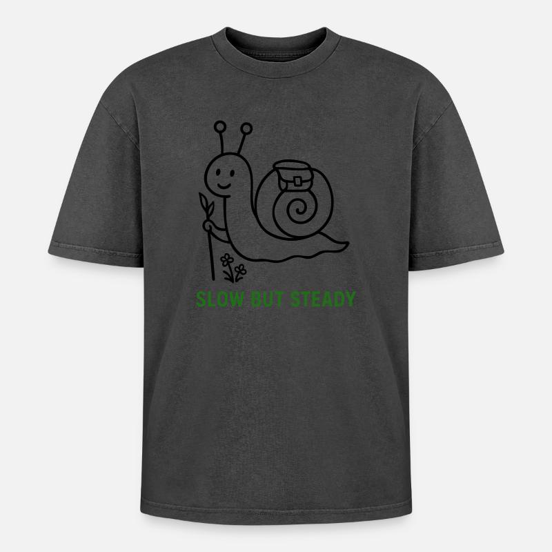 Wanderschnecke Slow but Steady - Oversized Unisex Premium Acid-Washed T-Shirt - Pink Acid Wash