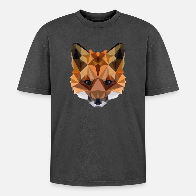 Fuchs Geometrisch – Polygon Art - Oversized Unisex Premium Acid-Washed T-Shirt - undefined