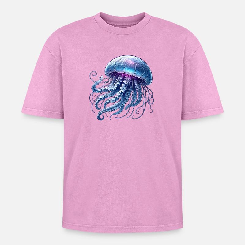 Conception de méduse - T-shirt Premium unisexe oversize acid-washed - rose délavé acide