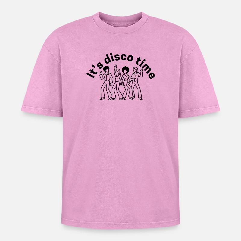 It s disco time - Oversized Unisex Premium Acid-Washed T-Shirt - acid washed pink