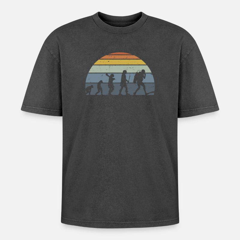 Evolution of Humanity Silhouette Design - Oversized Unisex Premium Acid-Washed T-Shirt - acid washed pink