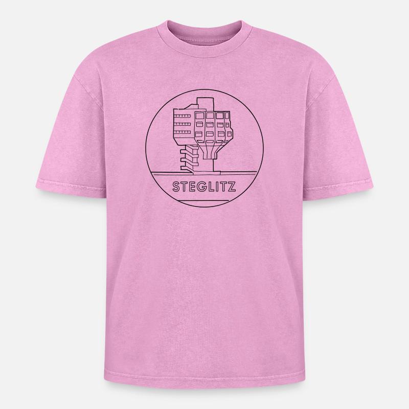 Steglitz mit Bierpinsel - Oversized Unisex Premium Acid-Washed T-Shirt - Pink Acid Wash