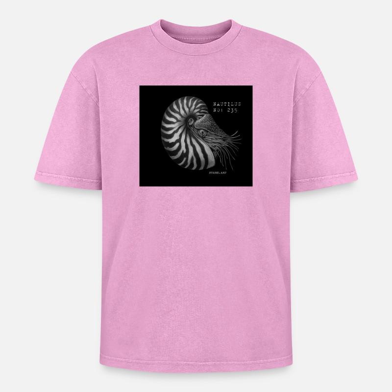 Perlboot - Nautilus - Oversized Unisex Premium Acid-Washed T-Shirt - Pink Acid Wash