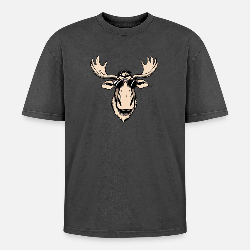 Elch - Oversized Unisex Premium Acid-Washed T-Shirt - undefined
