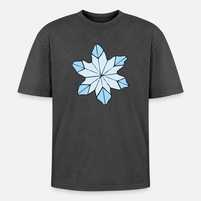 Stilvolle Blaue Eisblume design - Oversized Unisex Premium Acid-Washed T-Shirt - undefined