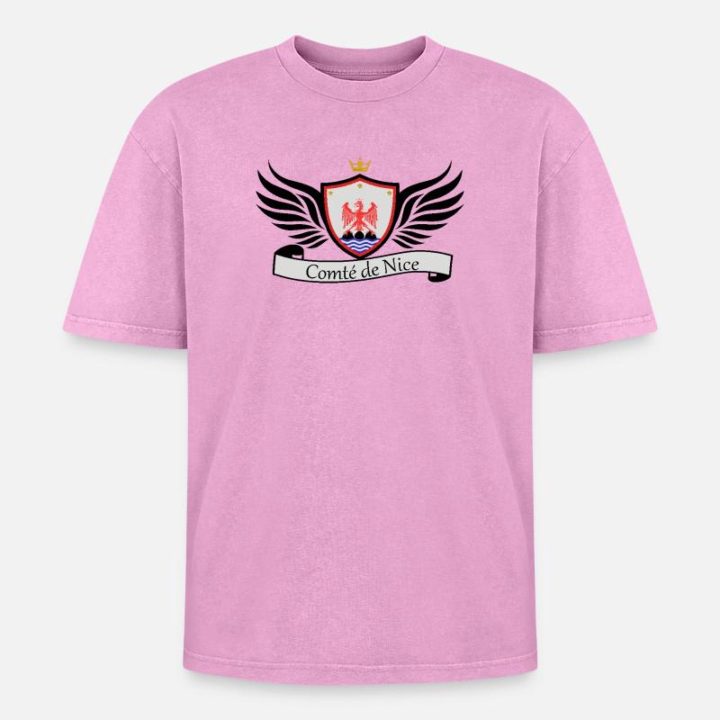 Comté de nice - T-shirt Premium unisexe oversize acid-washed - rose délavé acide