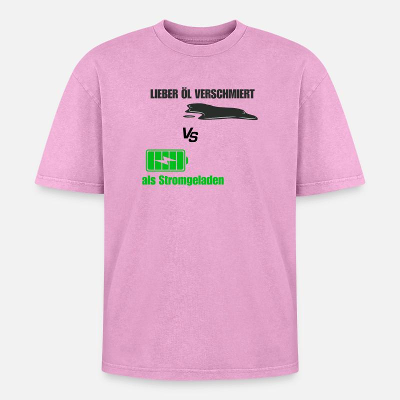 Öl Verschmiert - Oversized Unisex Premium Acid-Washed T-Shirt - Pink Acid Wash