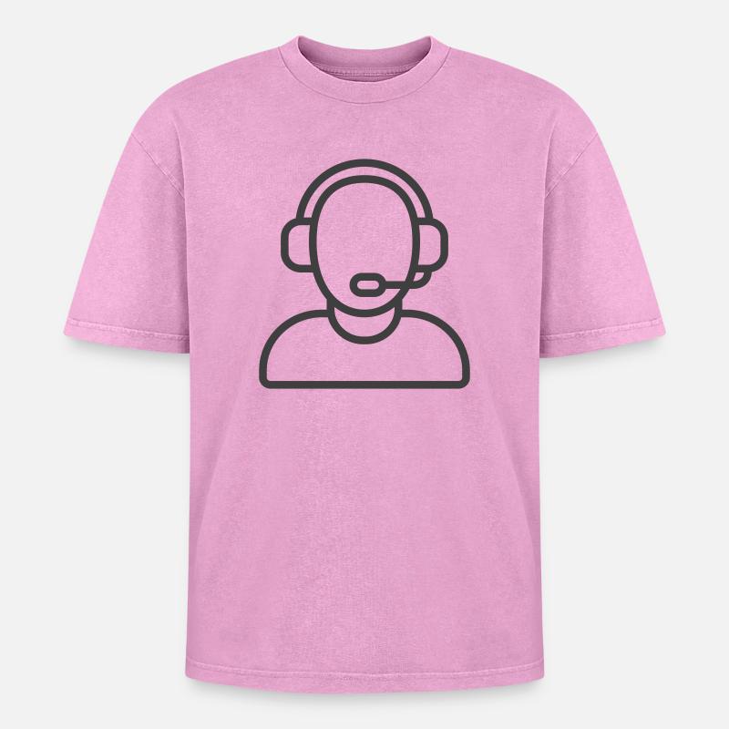 Logo des Helpdesk-Support-Symbols - Oversized Unisex Premium Acid-Washed T-Shirt - Pink Acid Wash