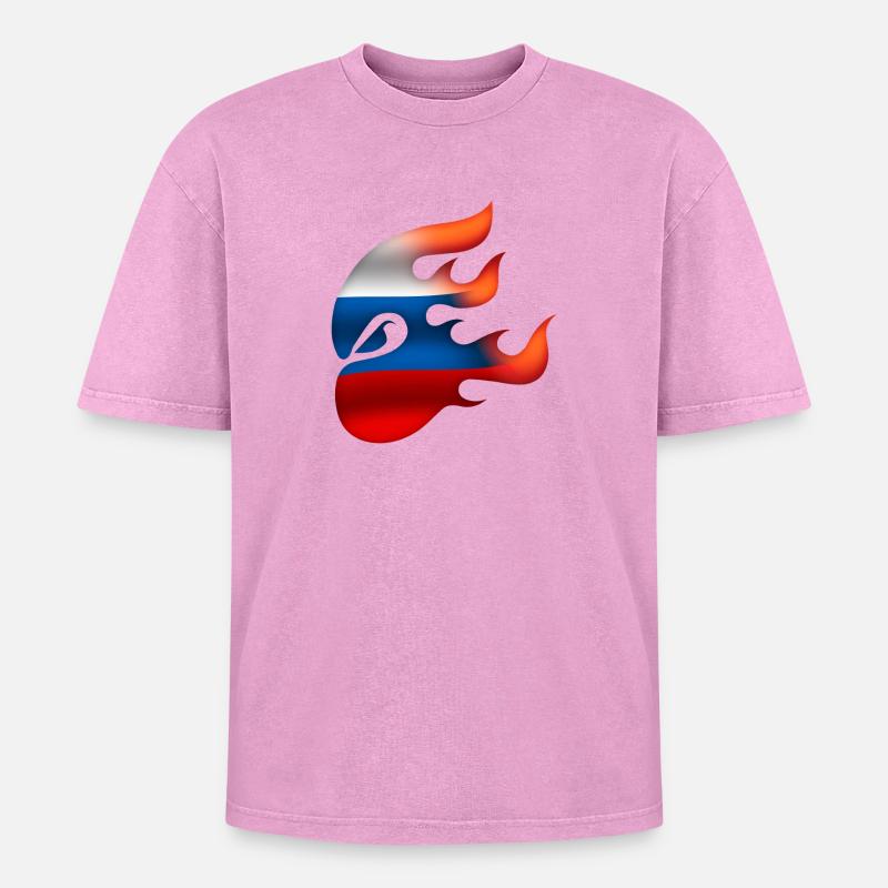 Drapeau de la Russie - Russie - Ninja - T-shirt Premium unisexe oversize acid-washed - rose délavé acide