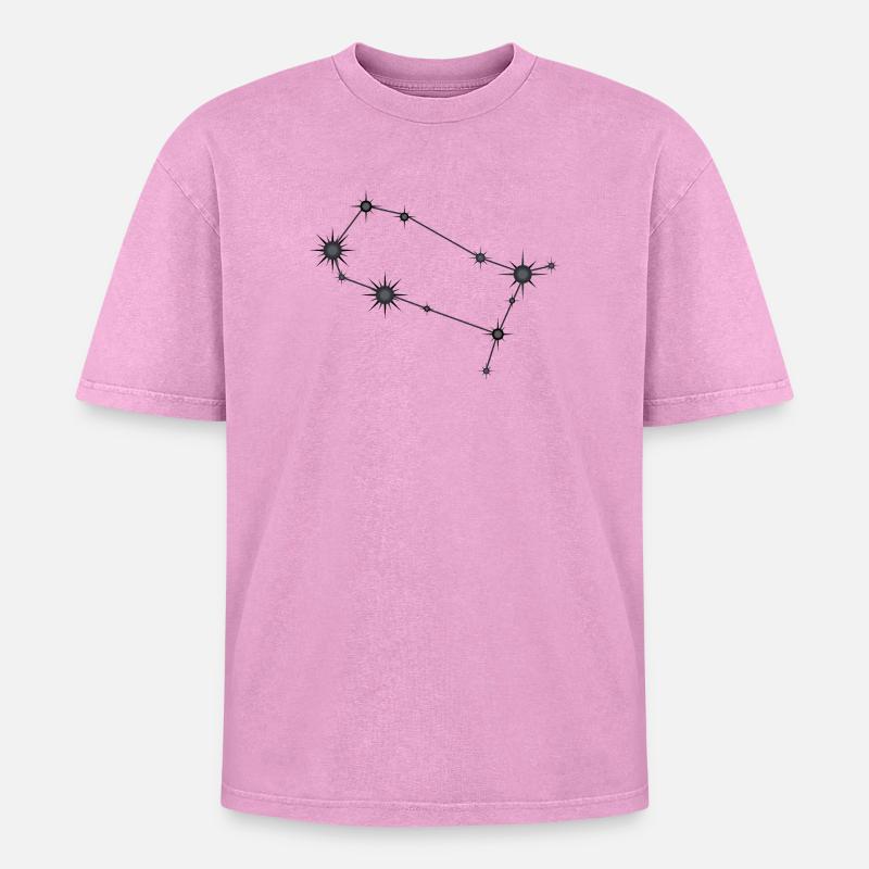 Zwillinge Sternbild Sternzeichen Schwarz & Grau - Oversized Unisex Premium Acid-Washed T-Shirt - Pink Acid Wash