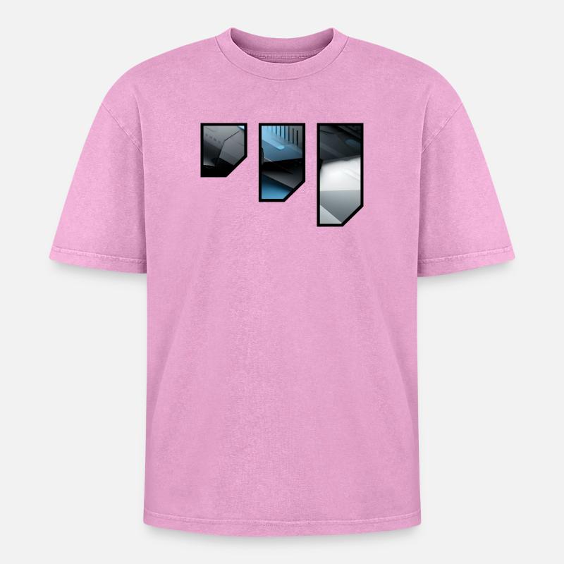 Futuristic Techno Abstract Pattern - Oversized Unisex Premium Acid-Washed T-Shirt - acid washed pink