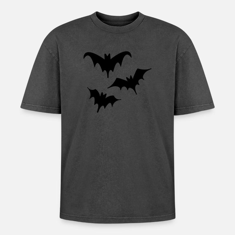 Fledermäuse Halloween Kunst Trio - Oversized Unisex Premium Acid-Washed T-Shirt - undefined