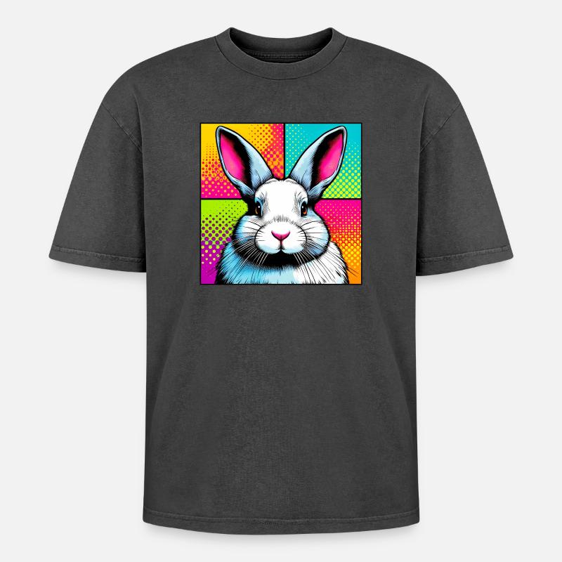rabbit - Oversized Unisex Premium Acid-Washed T-Shirt - acid washed pink