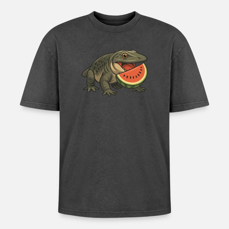Urzeitliches Amphibien-Evolution Cartoon Melone - Oversized Unisex Premium Acid-Washed T-Shirt - undefined