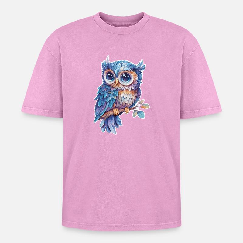 Eule - Oversized Unisex Premium Acid-Washed T-Shirt - Pink Acid Wash