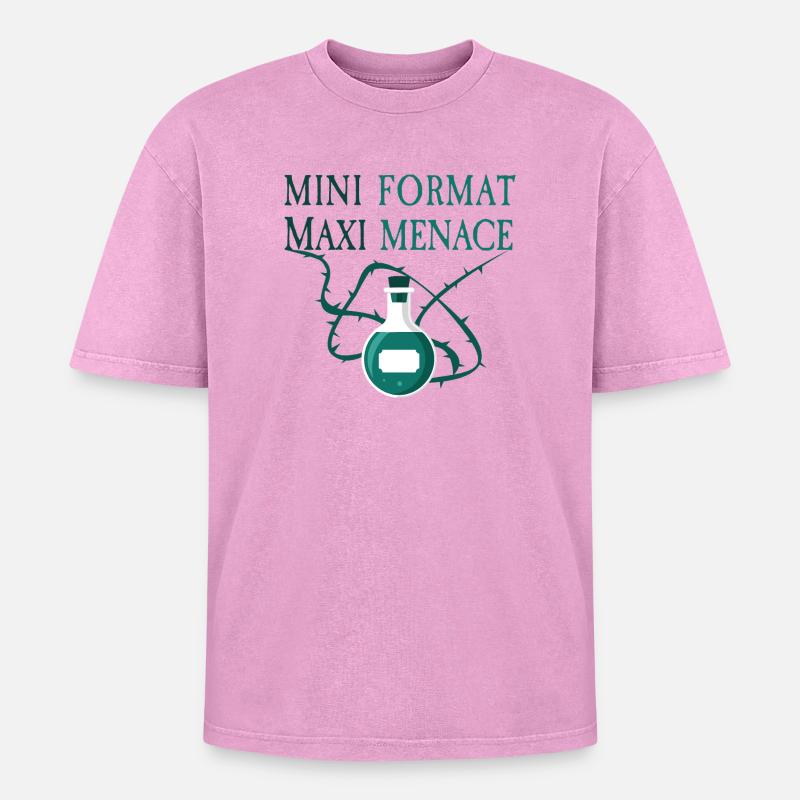 Small Format Maxi Menace - Oversized Unisex Premium Acid-Washed T-Shirt - acid washed pink