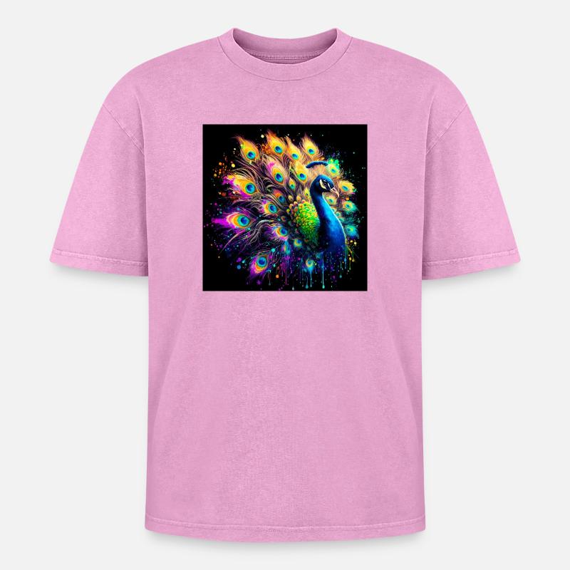 Pfau - Oversized Unisex Premium Acid-Washed T-Shirt - Pink Acid Wash