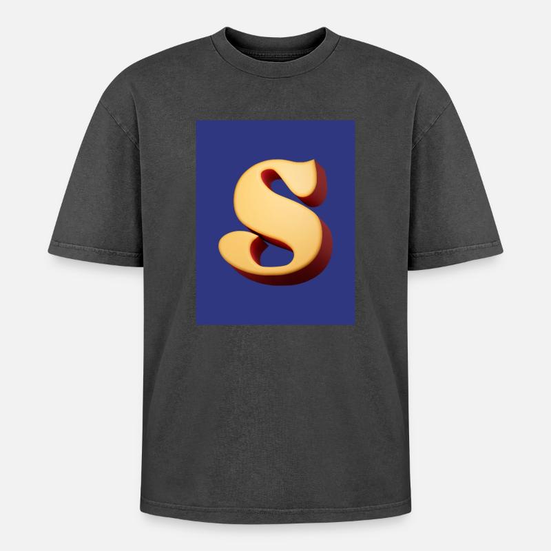 3D Hellbrauner Buchstabe S Look - Oversized Unisex Premium Acid-Washed T-Shirt - undefined