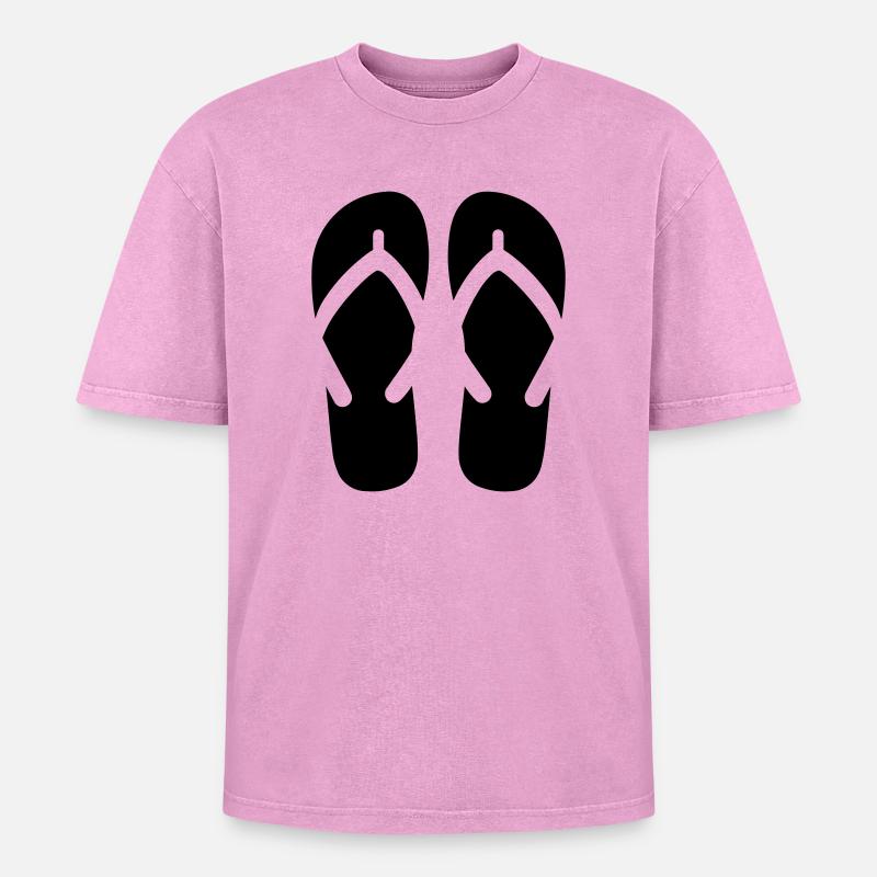 Flip flops - Oversized Unisex Premium Acid-Washed T-Shirt - acid washed pink