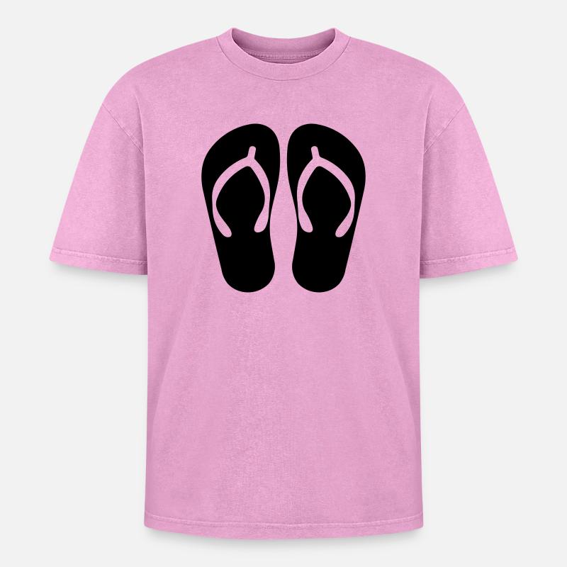 Flip flops - Oversized Unisex Premium Acid-Washed T-Shirt - acid washed pink