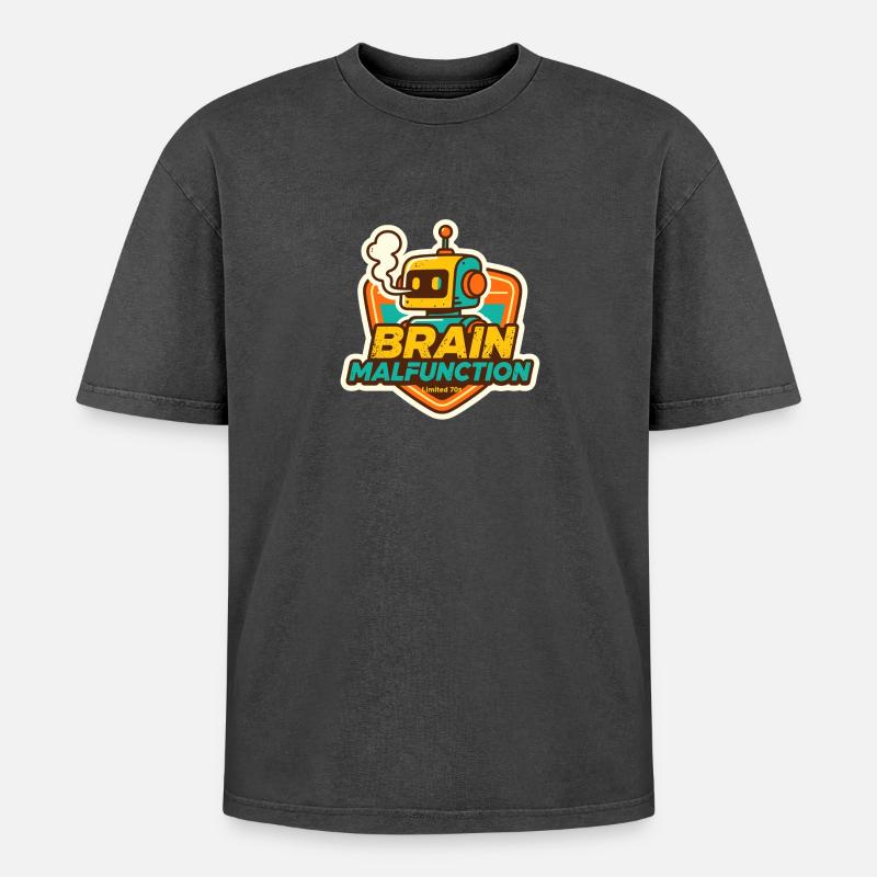 Brain Malfunction Retro Robot Design - Oversized Unisex Premium Acid-Washed T-Shirt - acid washed pink