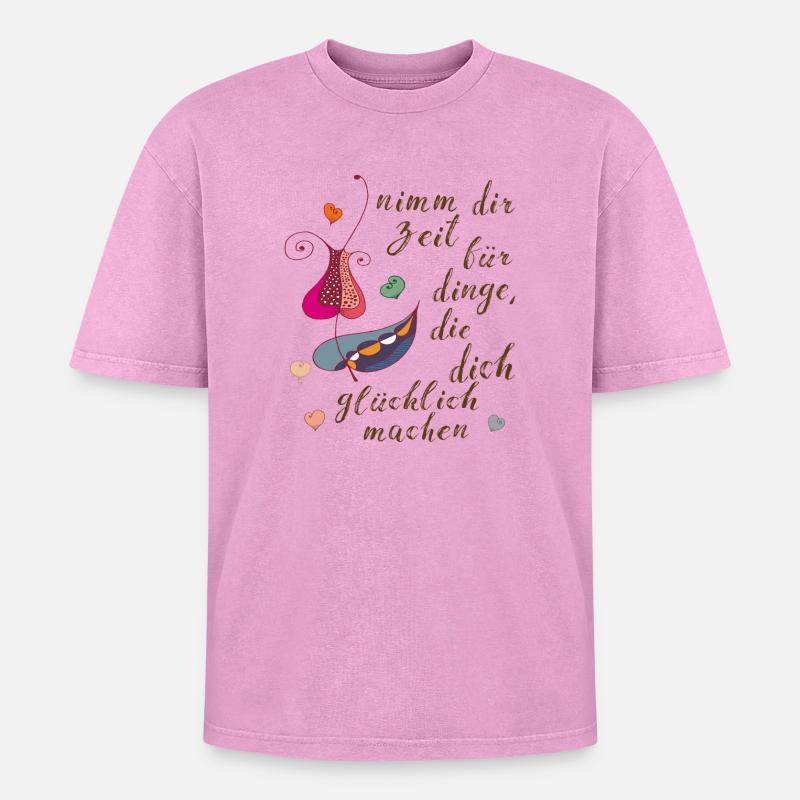 Nimm dir Zeit - Oversized Unisex Premium Acid-Washed T-Shirt - Pink Acid Wash