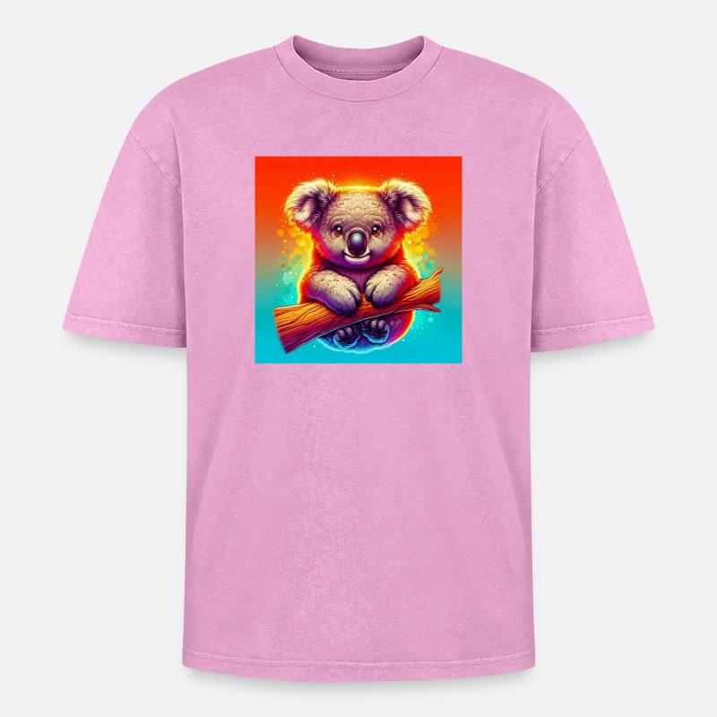 Koala - Oversized Unisex Premium Acid-Washed T-Shirt - Pink Acid Wash