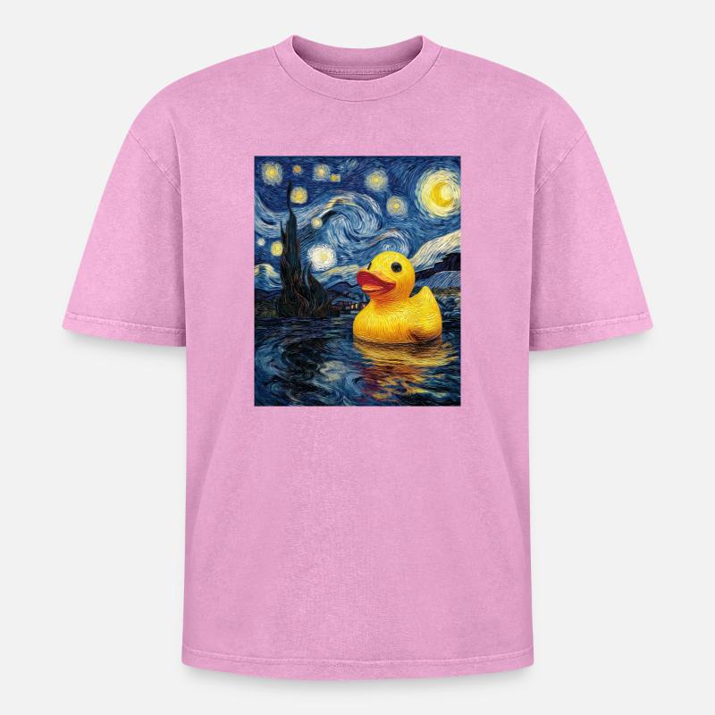 Quietscheentchen - Oversized Unisex Premium Acid-Washed T-Shirt - Pink Acid Wash